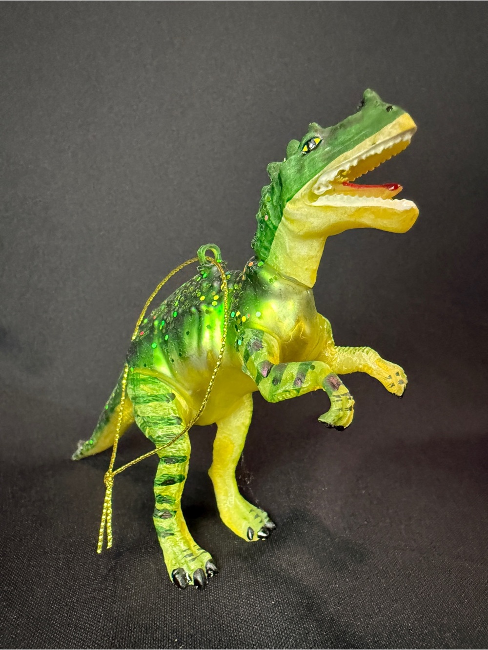 Glass and Glitter T-Rex Dinosaur Ornament